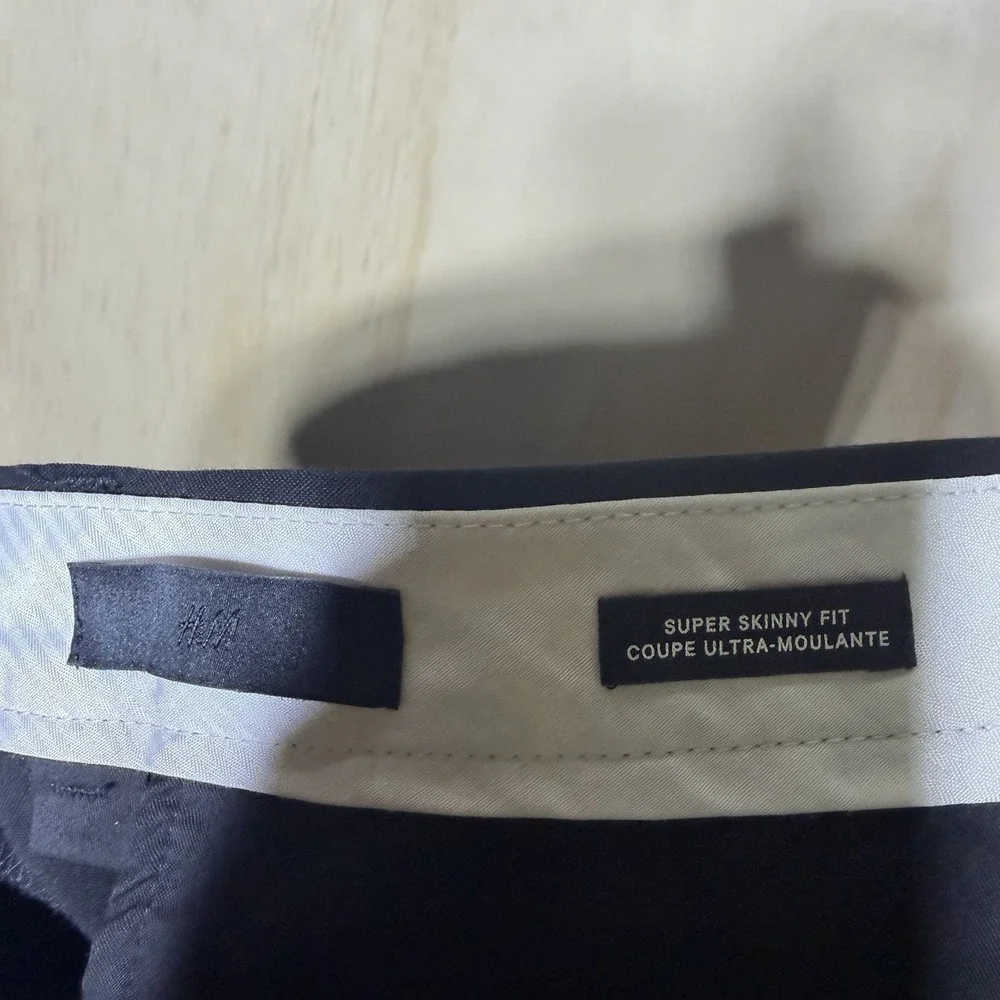 H&M Super Skinny Fit Dress Pants Mens 34R Black Stretch Career Office Slacks